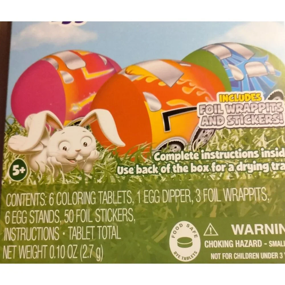 Dudleys Easter Egg Decorating Kit Hot Rods Dye Foil Stickers Stand Dipper